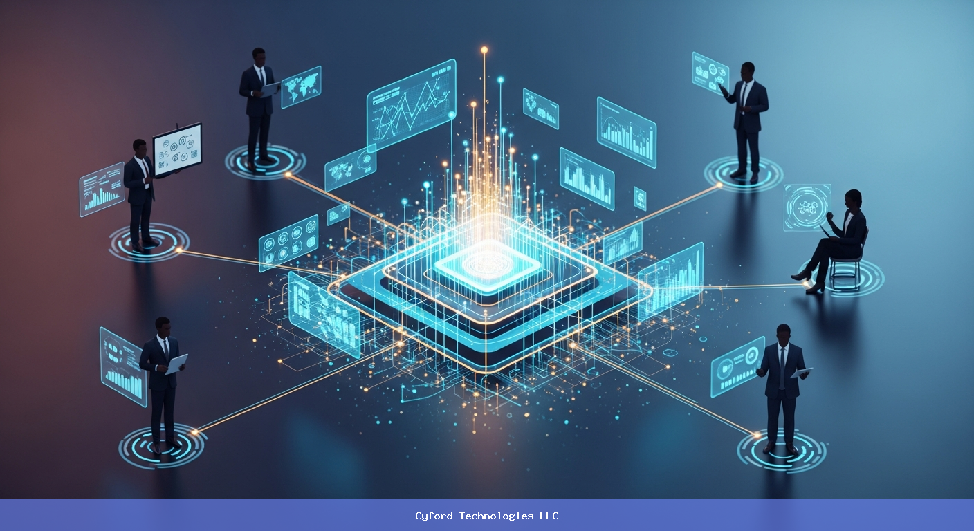 modern abstract AI technology network connecting business professionals